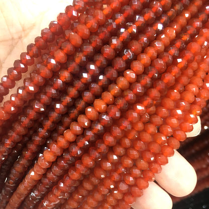 CAG646 Red Agate Beads Faceted Rondelle 4x6mm 15" Strand