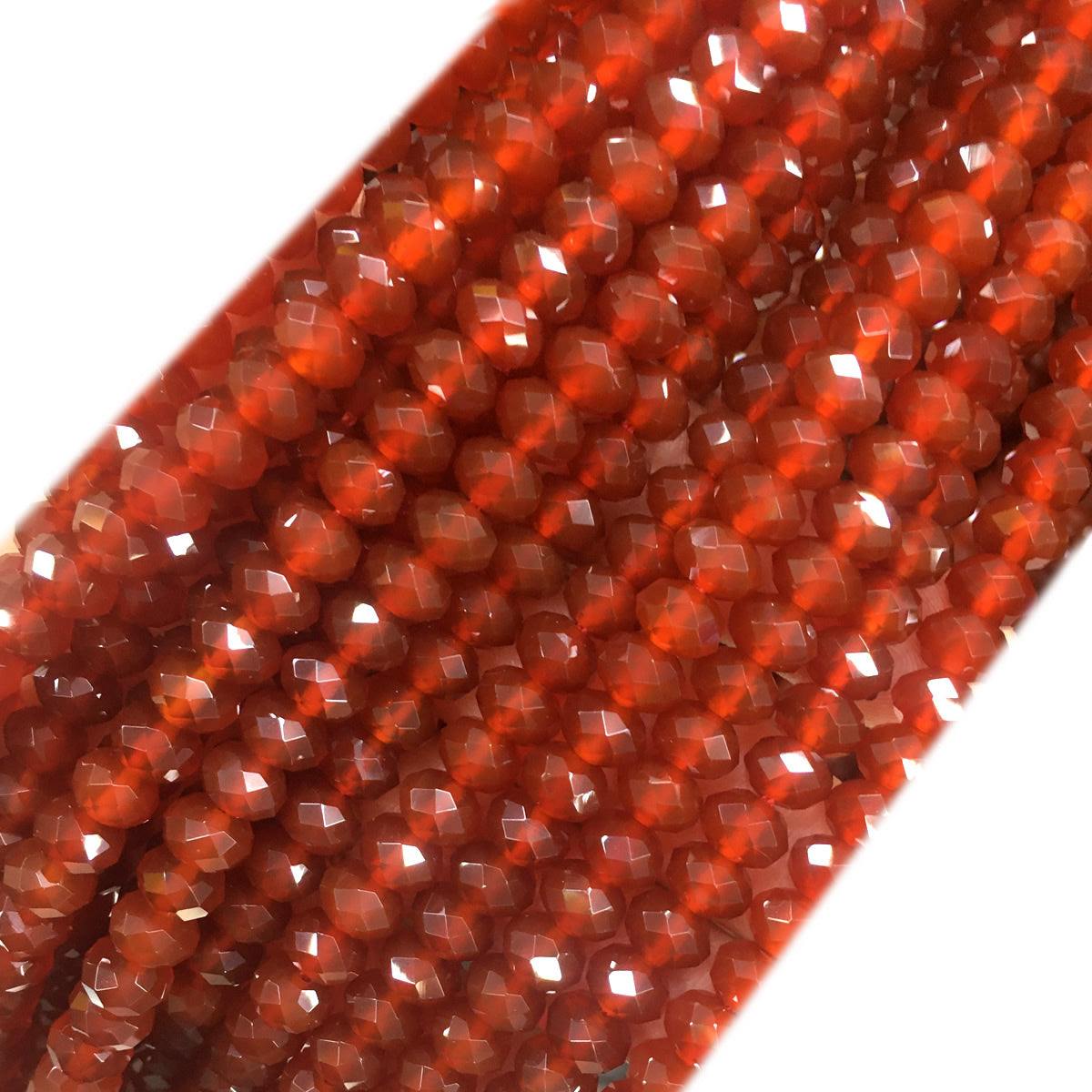 CAG647 Red Agate Beads Faceted Rondelle 5x8mm 15" Strand