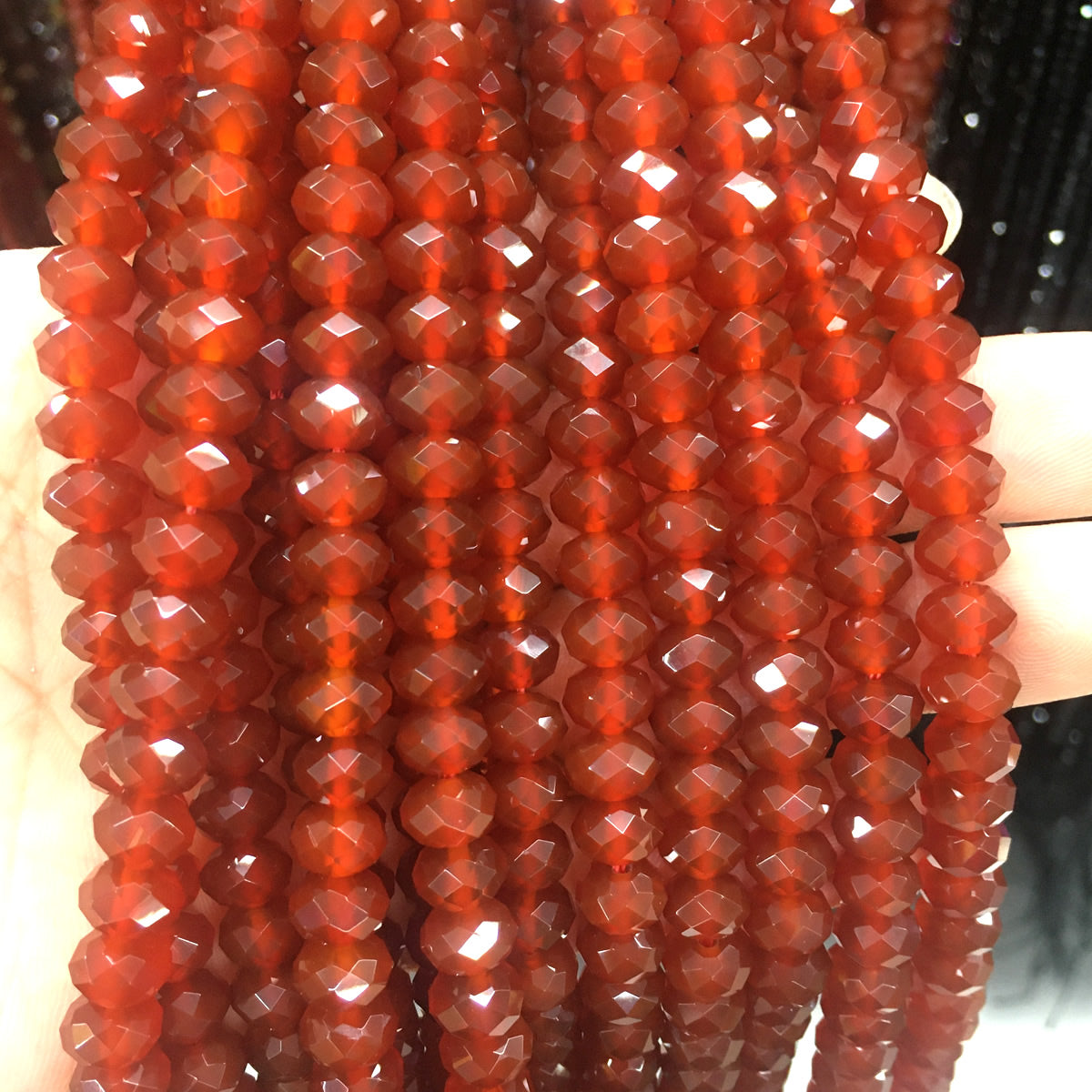 CAG647 Red Agate Beads Faceted Rondelle 5x8mm 15" Strand