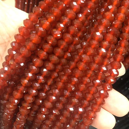 CAG647 Red Agate Beads Faceted Rondelle 5x8mm 15" Strand