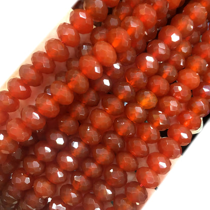 CAG648 Red Agate Beads Faceted Rondelle 6x10mm 15" Strand