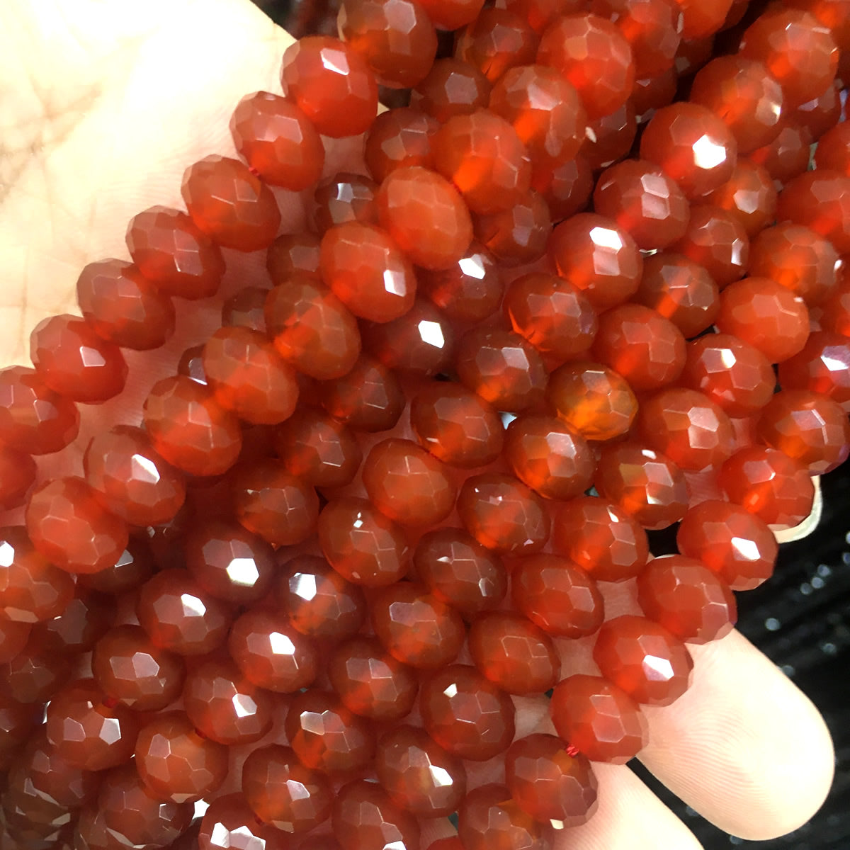 CAG648 Red Agate Beads Faceted Rondelle 6x10mm 15" Strand