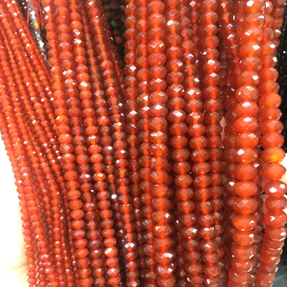 CAG648 Red Agate Beads Faceted Rondelle 6x10mm 15" Strand