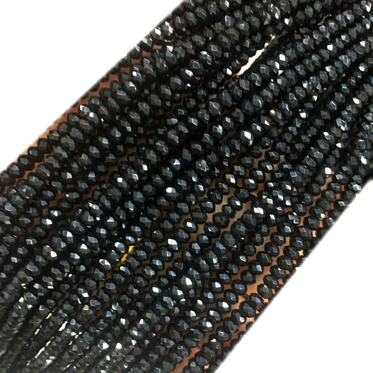 CAG650 Black Agate Beads Faceted Rondelle 2x4mm 15" Strand