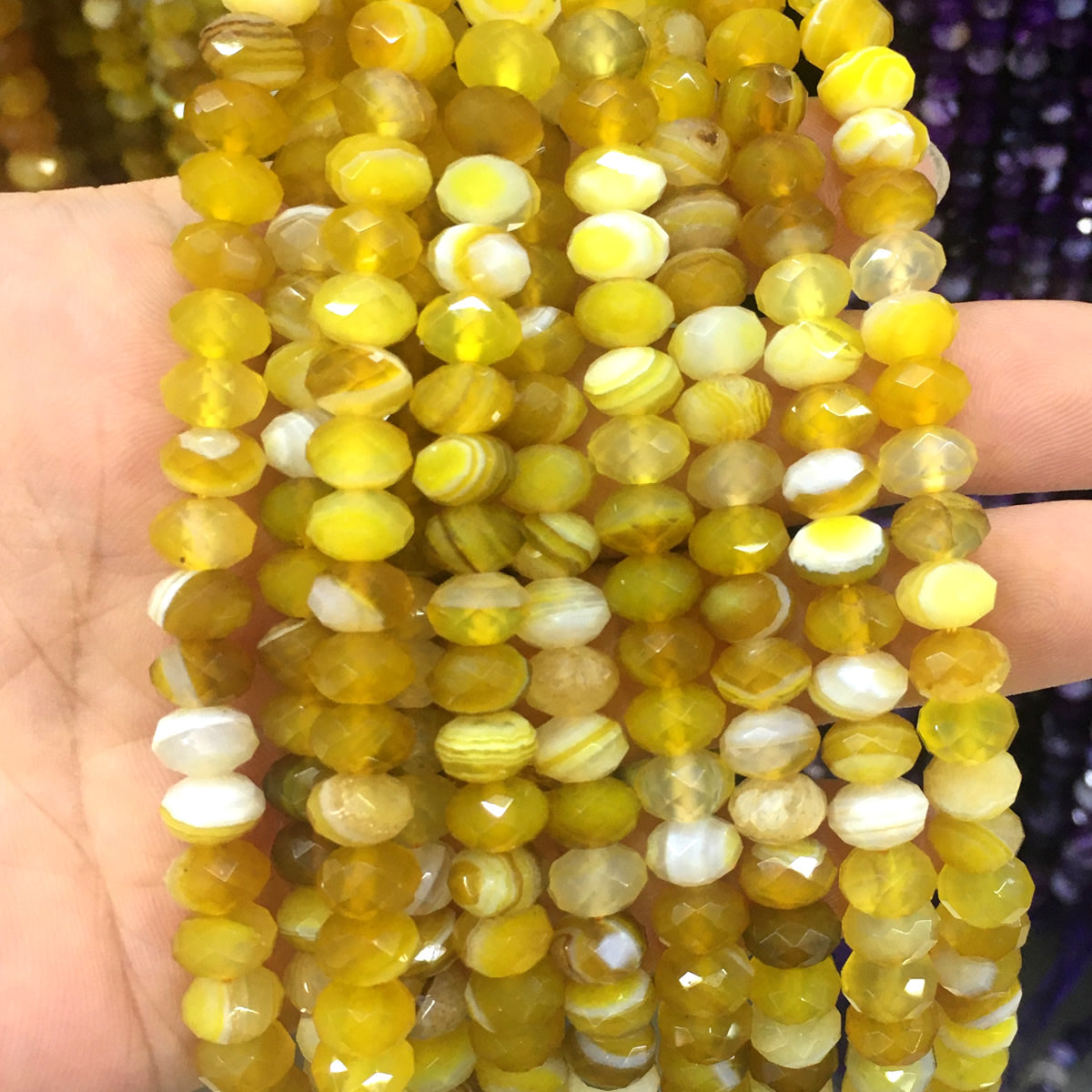 CAG662 Banded Agate Beads Faceted Rondelle 5x8mm 15" Strand