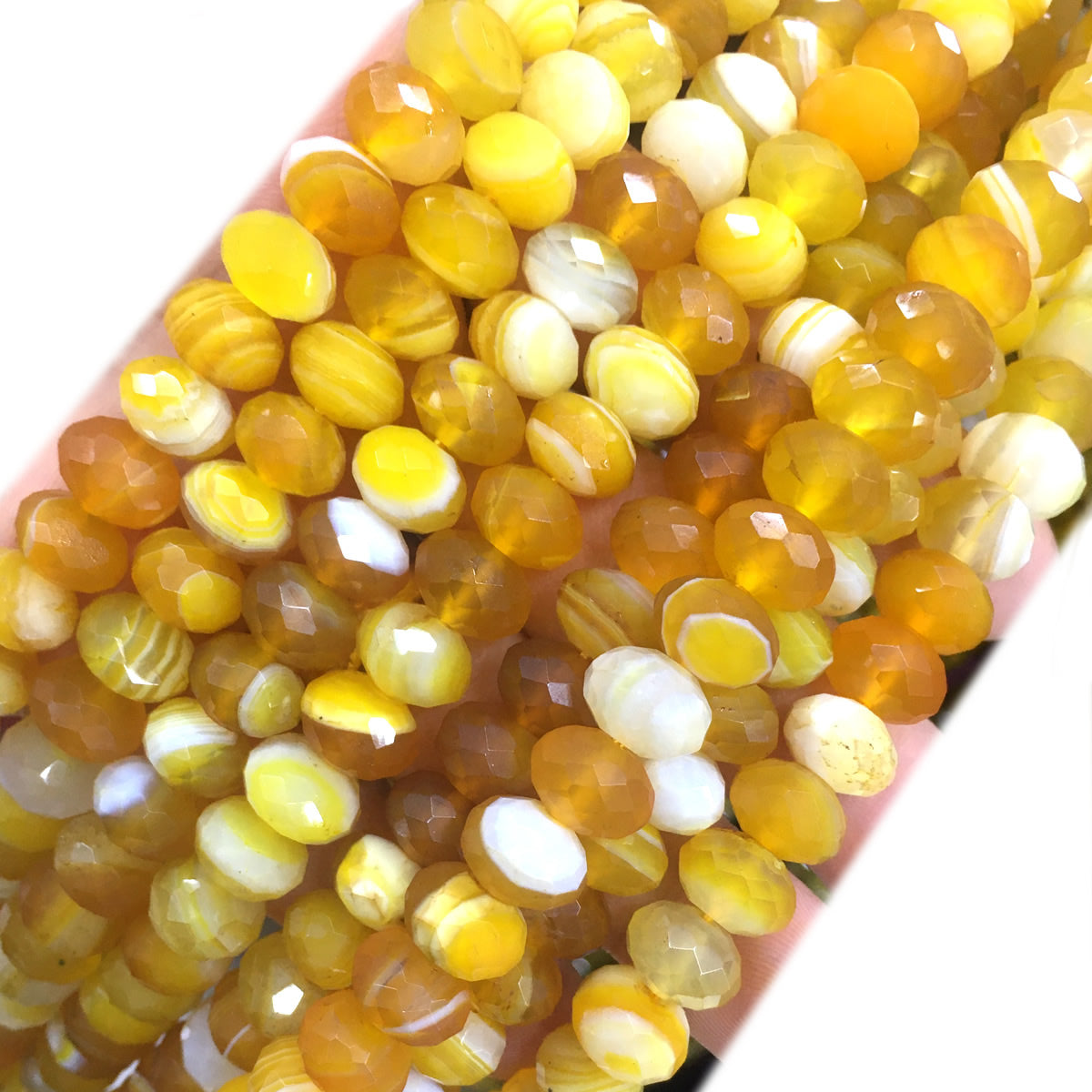 CAG663 Banded Agate Beads Faceted Rondelle 6x10mm 15" Strand