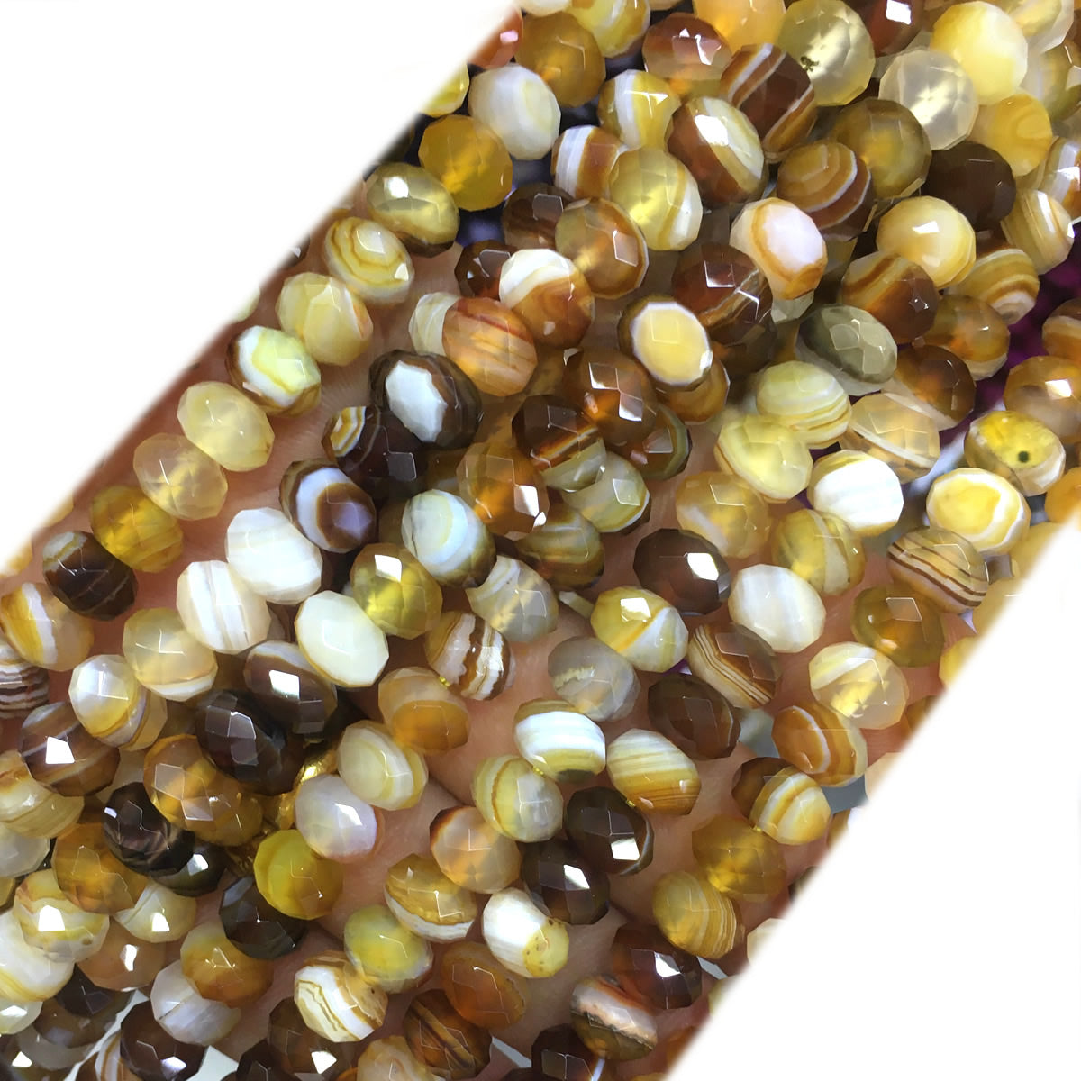 CAG667 Banded Agate Beads Faceted Rondelle 5x8mm 15" Strand