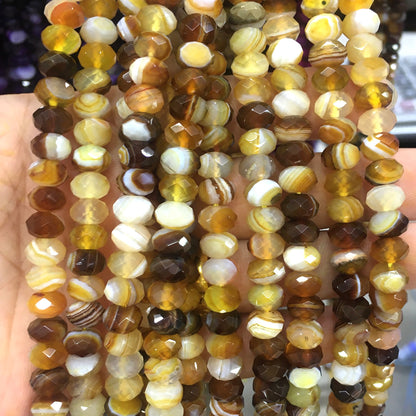 CAG667 Banded Agate Beads Faceted Rondelle 5x8mm 15" Strand