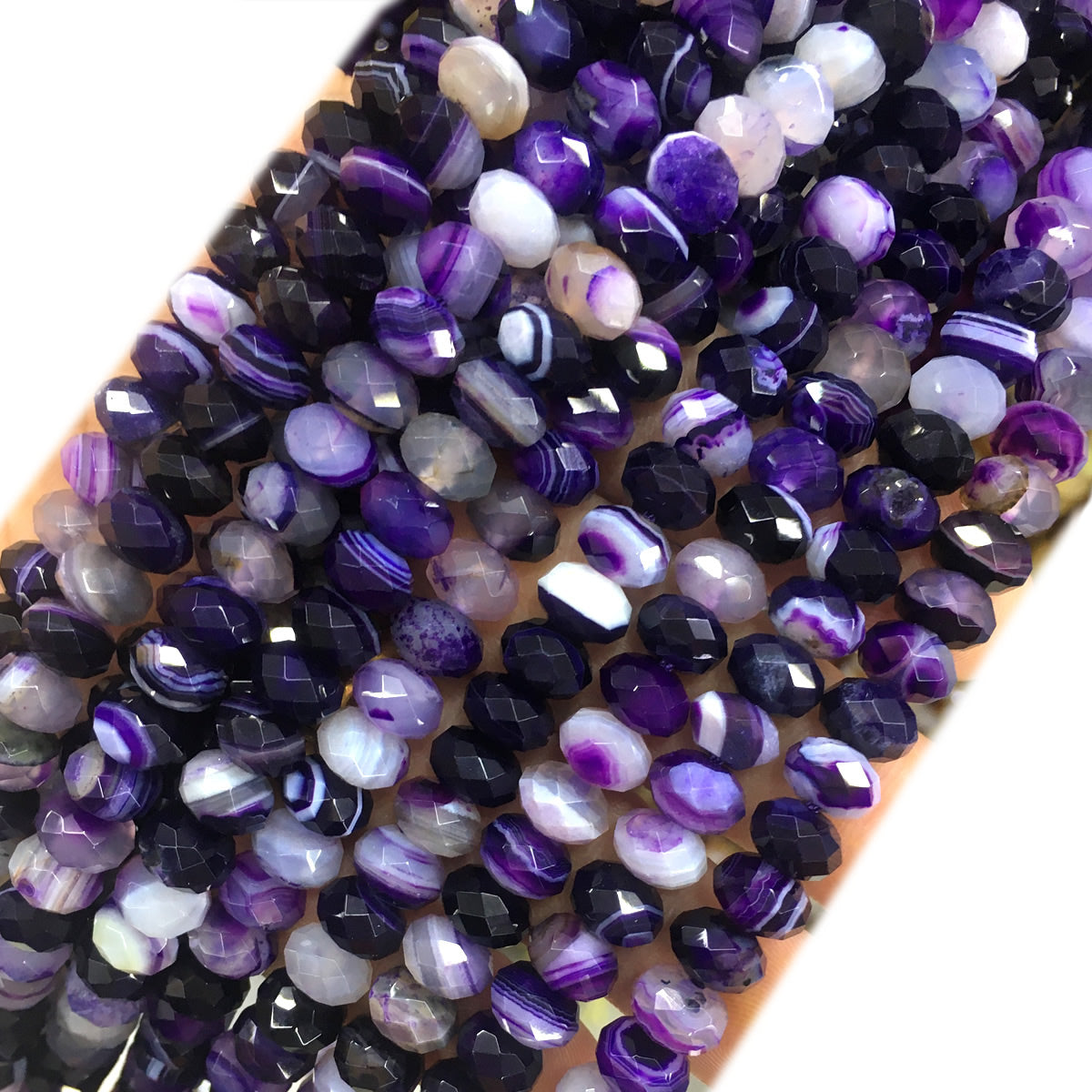 CAG672 Banded Agate Beads Faceted Rondelle 5x8mm 15" Strand