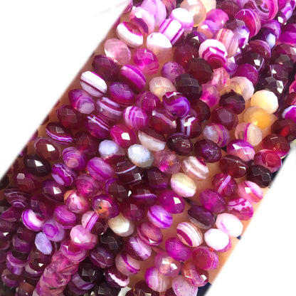 CAG677 Banded Agate Beads Faceted Rondelle 5x8mm 15" Strand