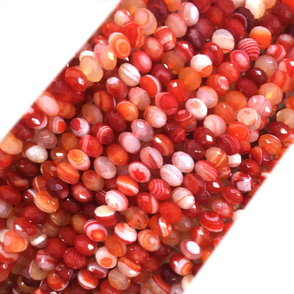 CAG681 Banded Agate Beads Faceted Rondelle 4x6mm 15" Strand