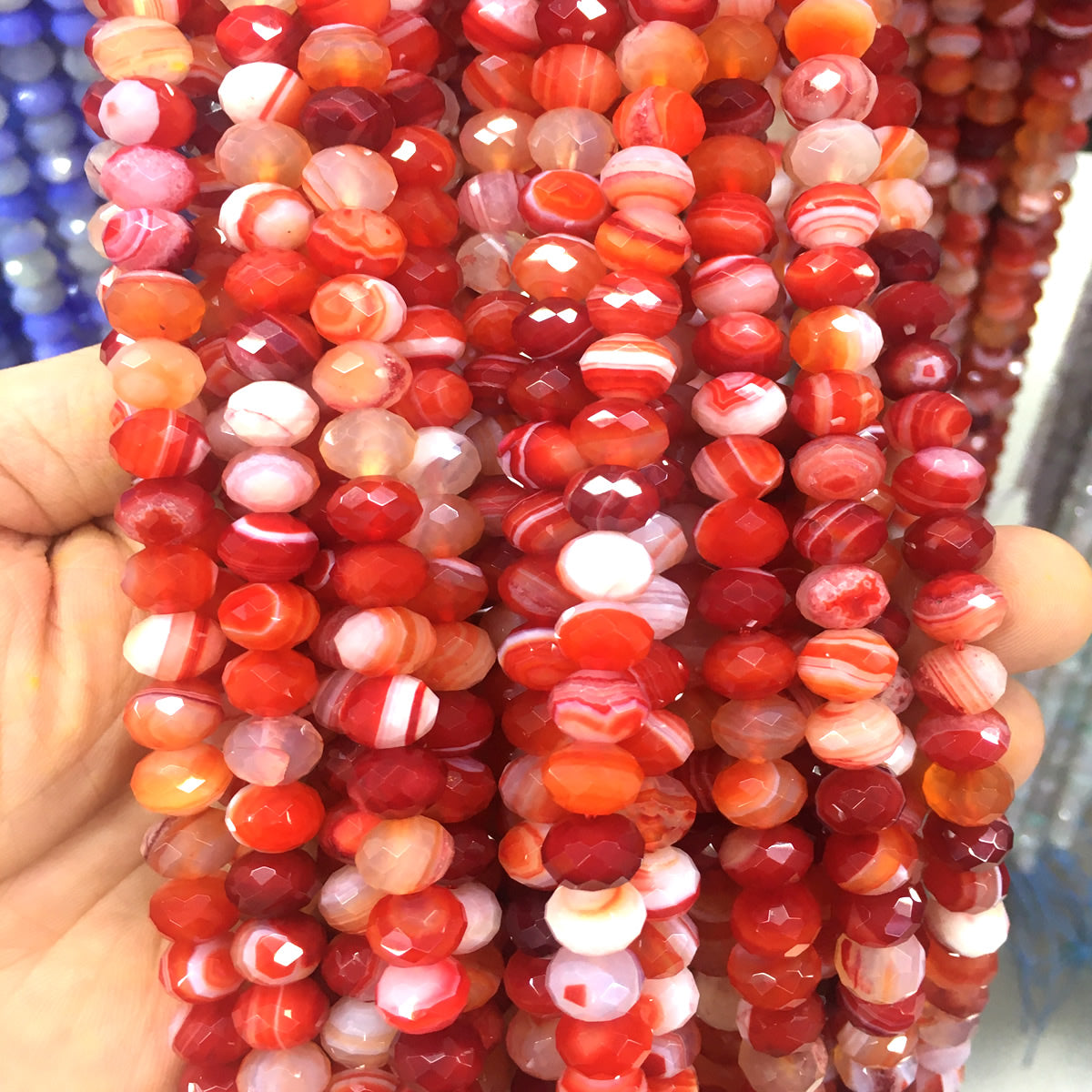 CAG681 Banded Agate Beads Faceted Rondelle 4x6mm 15" Strand