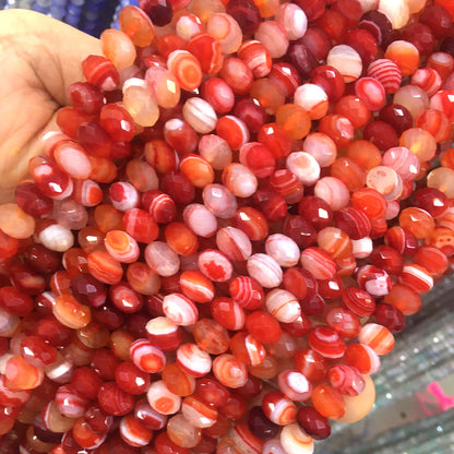 CAG681 Banded Agate Beads Faceted Rondelle 4x6mm 15" Strand