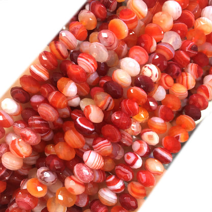 CAG682 Banded Agate Beads Faceted Rondelle 5x8mm 15" Strand