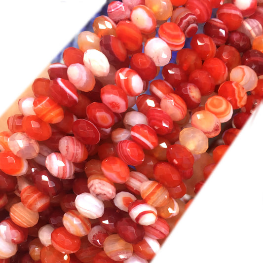 CAG683 Banded Agate Beads Faceted Rondelle 6x10mm 15" Strand