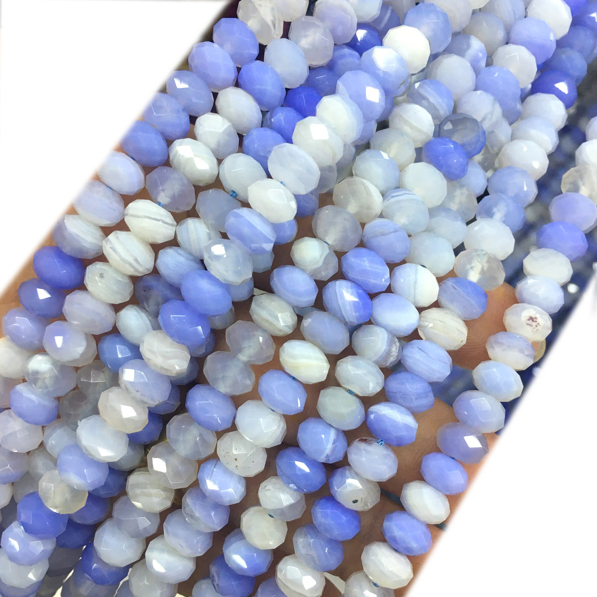 CAG686 Banded Agate Beads Faceted Rondelle 4x6mm 15" Strand