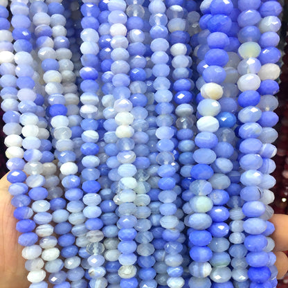 CAG686 Banded Agate Beads Faceted Rondelle 4x6mm 15" Strand