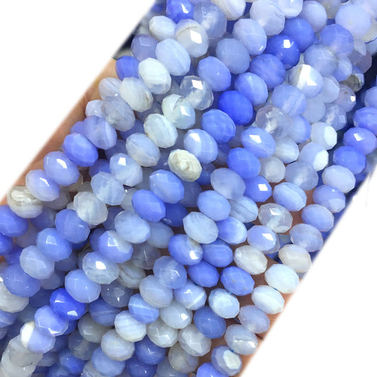 CAG687 Banded Agate Beads Faceted Rondelle 5x8mm 15" Strand