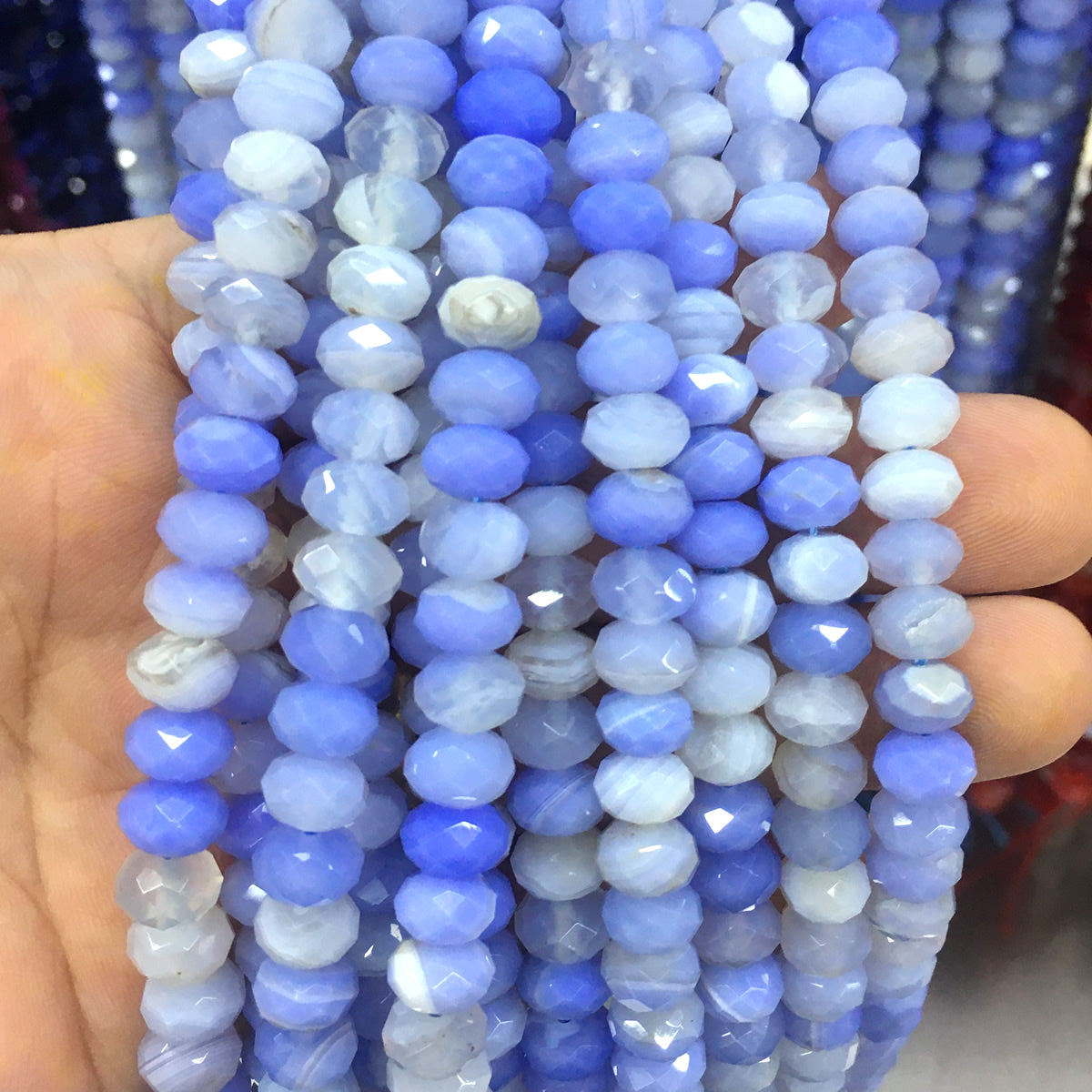 CAG687 Banded Agate Beads Faceted Rondelle 5x8mm 15" Strand