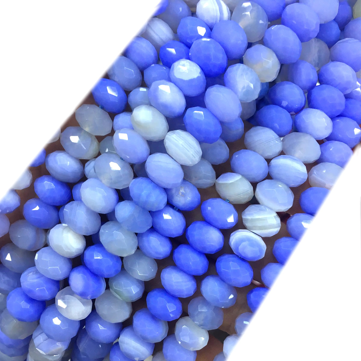 CAG688 Banded Agate Beads Faceted Rondelle 6x10mm 15" Strand