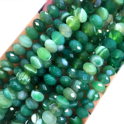 CAG698 Banded Agate Beads Faceted Rondelle 6x10mm 15" Strand