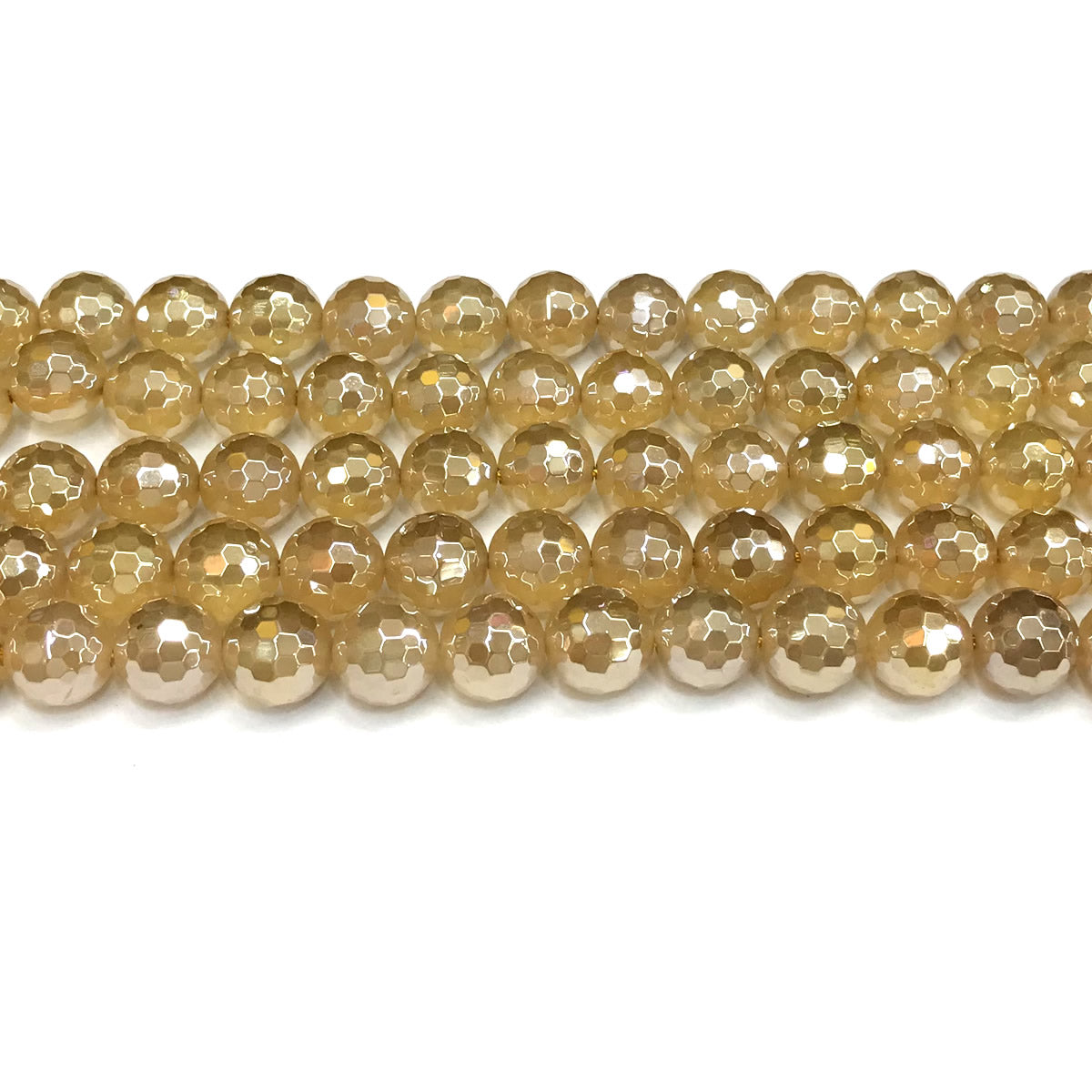 CAG782 Yellow Agate Beads Electroplated Faceted Round 10mm 15" Strand