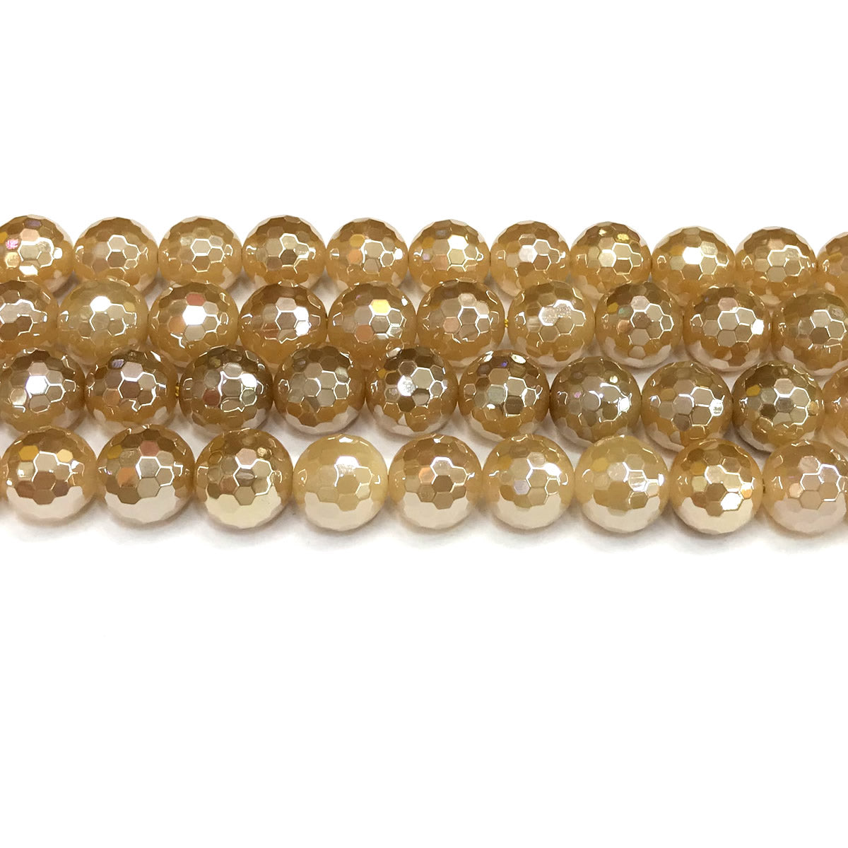 CAG783 Yellow Agate Beads Electroplated Faceted Round 12mm 15" Strand