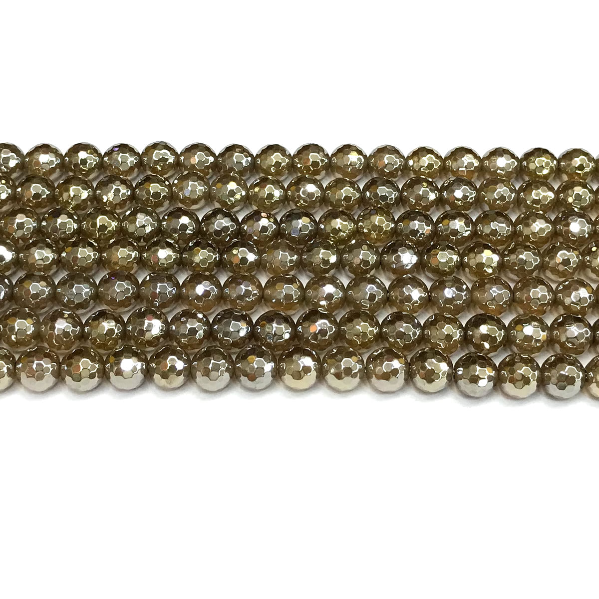 CAG785 Yellow Agate Beads Electroplated Faceted Round 6mm 15" Strand