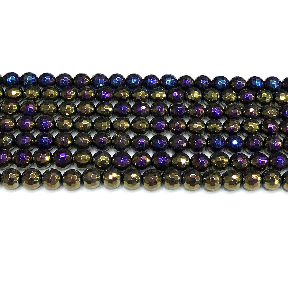 CAG790 Black Agate Beads AB-color Electroplated Faceted Round 6mm 15" Strand