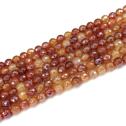 CAG800 Banded Agate Beads Electroplated Faceted Round 6mm 15" Strand