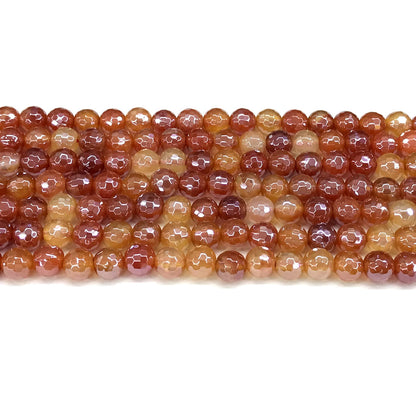 CAG800 Banded Agate Beads Electroplated Faceted Round 6mm 15" Strand