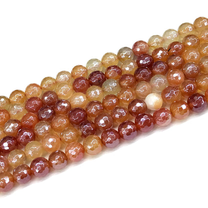 CAG801 Banded Agate Beads Electroplated Faceted Round 8mm 15" Strand