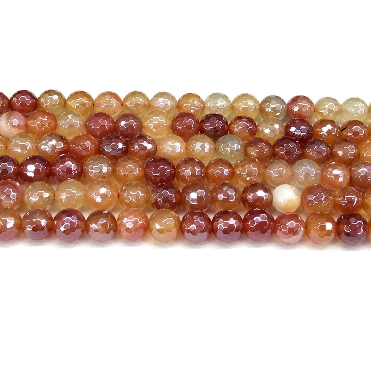 CAG801 Banded Agate Beads Electroplated Faceted Round 8mm 15" Strand