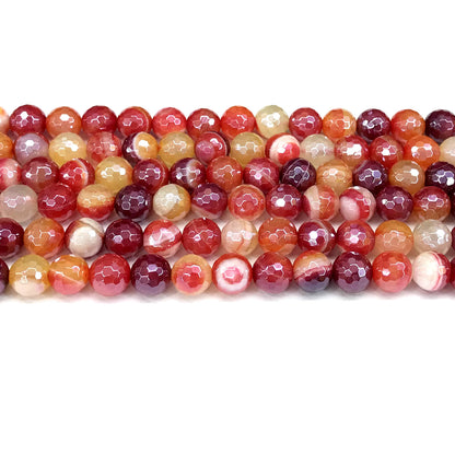 CAG821 Banded Agate Beads Electroplated Faceted Round 8mm 15" Strand