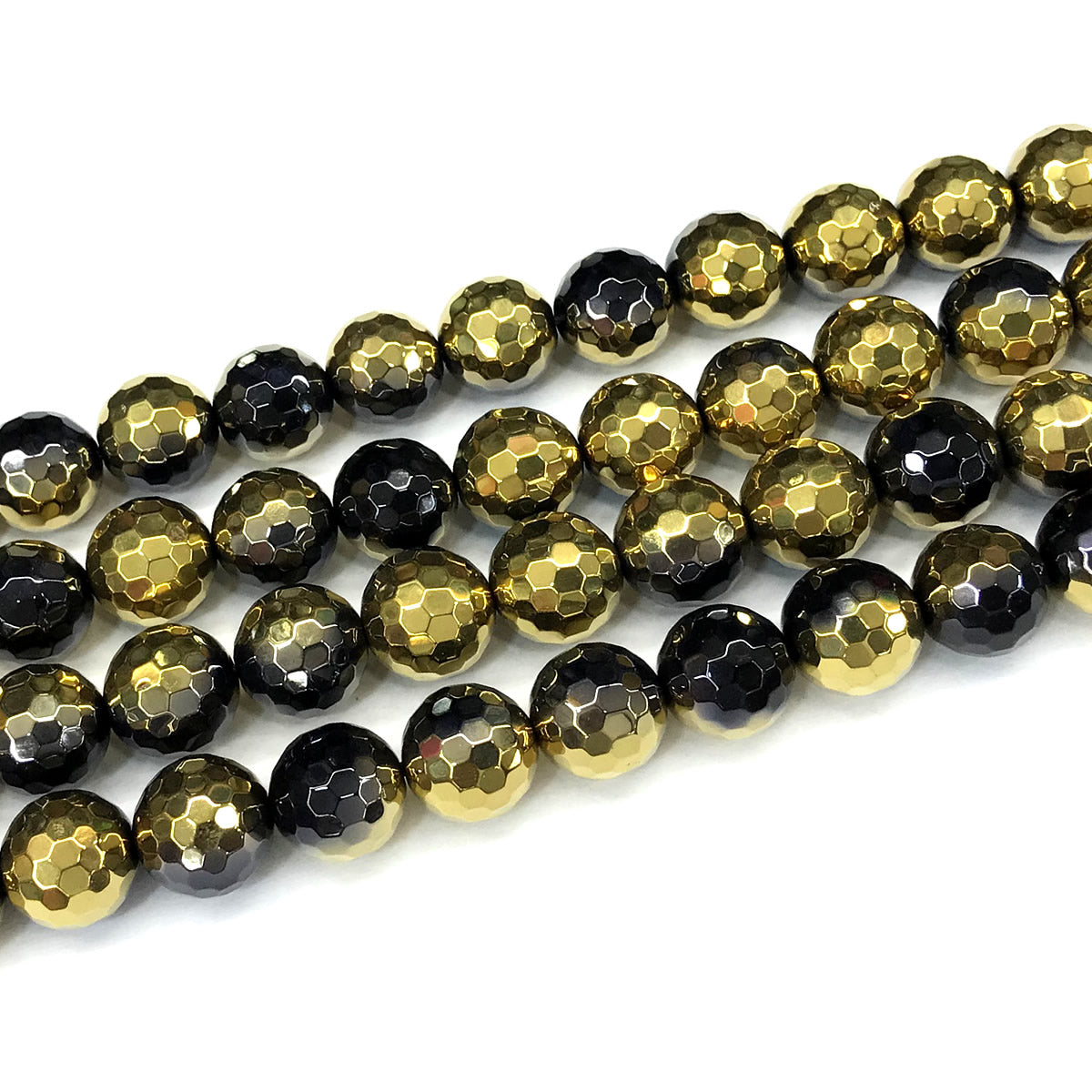 CAG883 Black Banded Agate Beads Electroplated Faceted Round 12mm 15" Strand