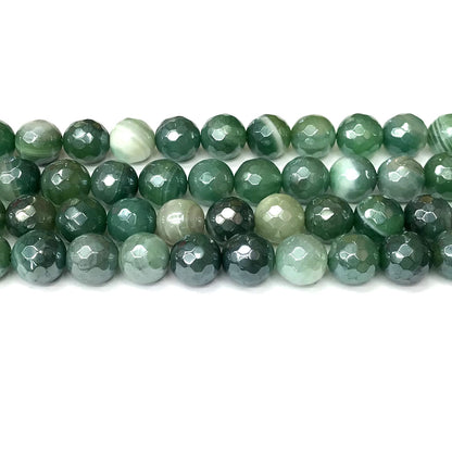 CAG908 Banded Agate Beads Electroplated Faceted Round 12mm 15" Strand