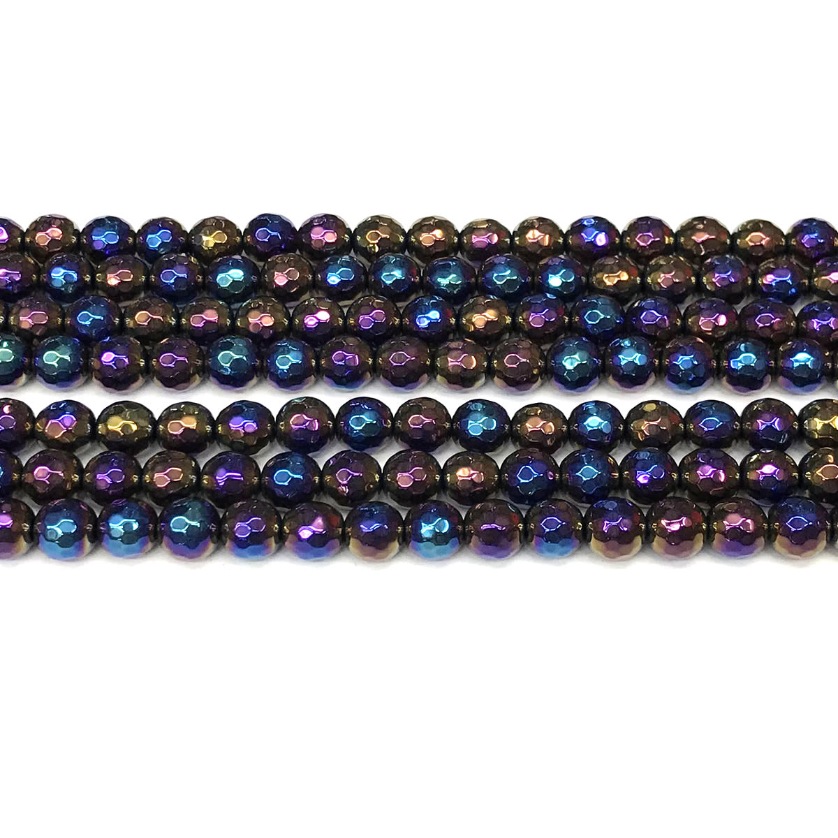 CAG925 Black Agate Beads AB-Color Electroplated Faceted Round 6mm 15" Strand