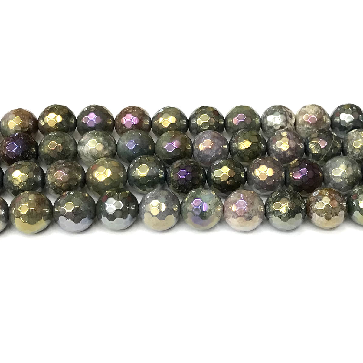 CAG933 Indian Agate Beads AB-Color Electroplated Faceted Round 12mm 15" Strand