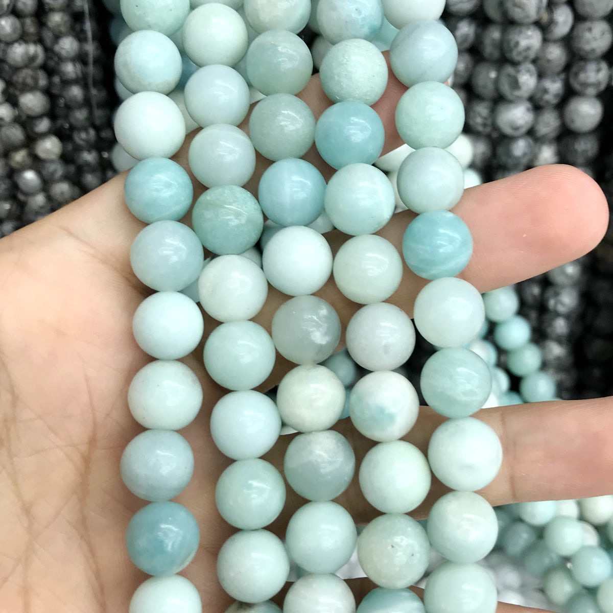 CAM26 Amazonite Gemstone Beads Smooth Round 10mm 15" Strand