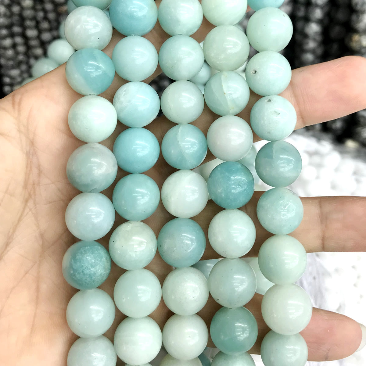 CAM27 Amazonite Gemstone Beads Smooth Round 12mm 15" Strand