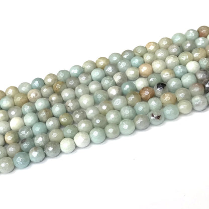 CAM40 Amazonite Beads Electroplated Faceted Round 6mm 15" Strand