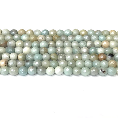 CAM40 Amazonite Beads Electroplated Faceted Round 6mm 15" Strand