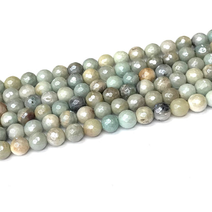 CAM41 Amazonite Beads Electroplated Faceted Round 8mm 15" Strand