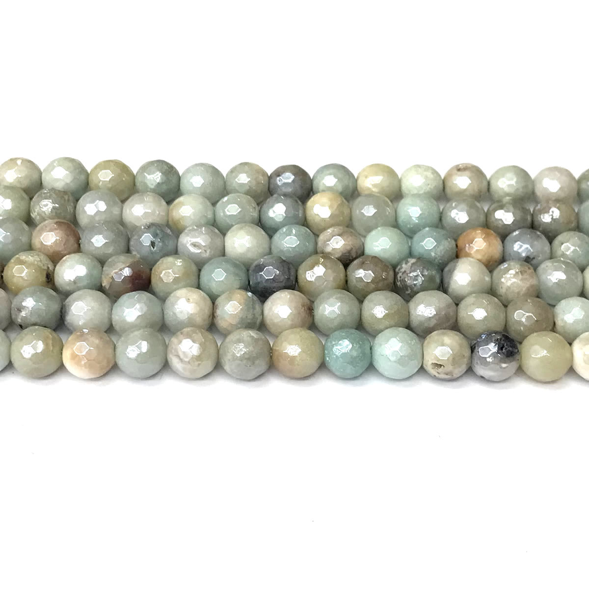 CAM41 Amazonite Beads Electroplated Faceted Round 8mm 15" Strand