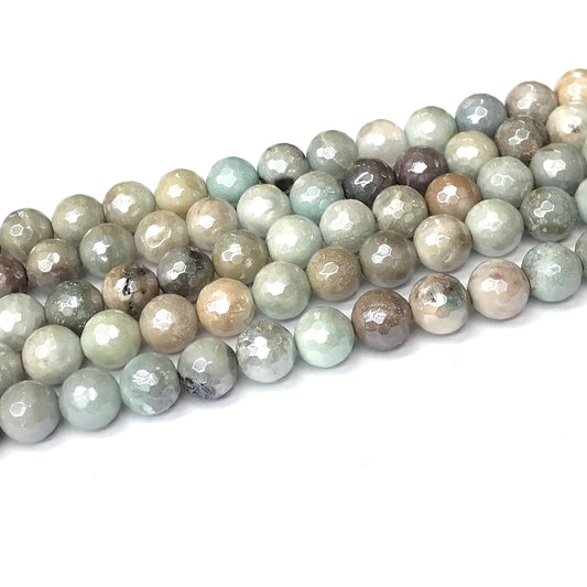 CAM42 Amazonite Beads Electroplated Faceted Round 10mm 15" Strand