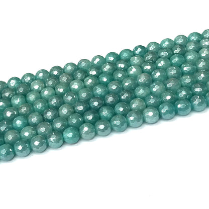 CAM45 Imitation Amazonite Beads Electroplated Faceted Round 6mm 15" Strand