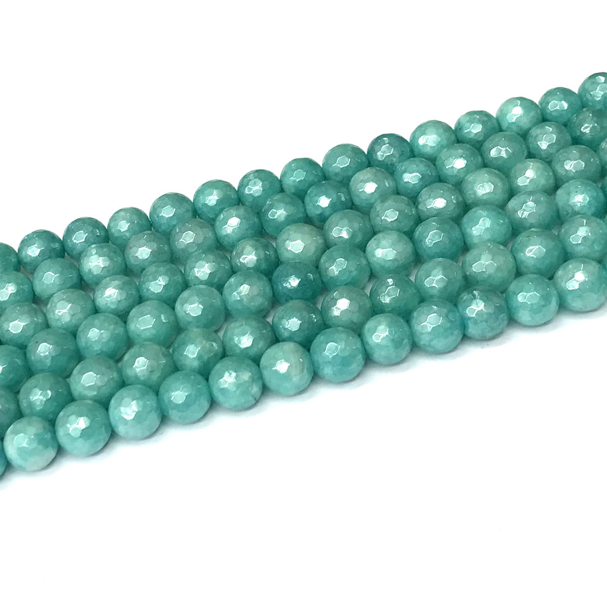 CAM46 Imitation Amazonite Beads Electroplated Faceted Round 8mm 15" Strand