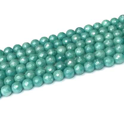 CAM46 Imitation Amazonite Beads Electroplated Faceted Round 8mm 15" Strand