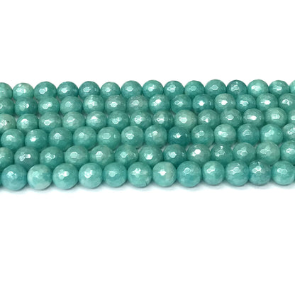 CAM46 Imitation Amazonite Beads Electroplated Faceted Round 8mm 15" Strand