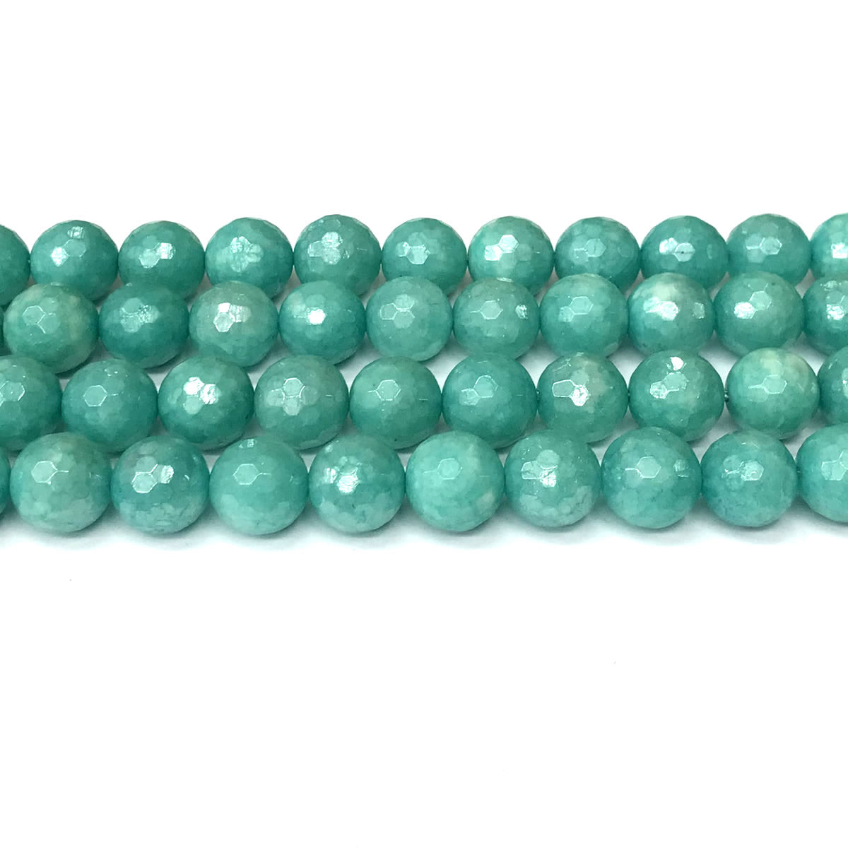 CAM48 Imitation Amazonite Beads Electroplated Faceted Round 12mm 15" Strand